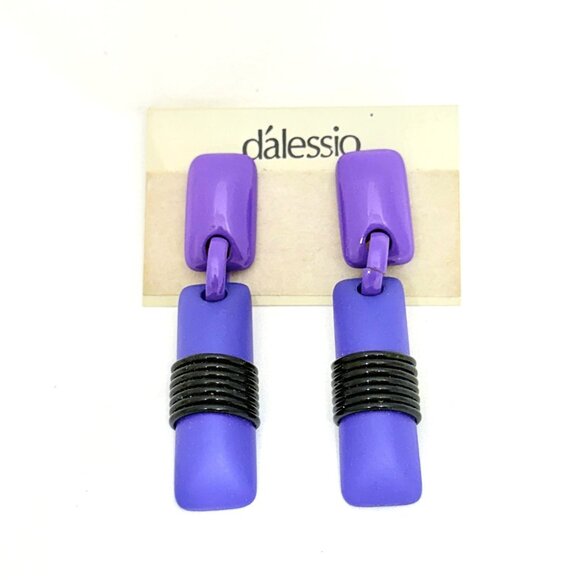 Vintage D'alessio Acrylic/Lucite Pierced Post Earrings 1980s - NOS - Picture 1 of 5